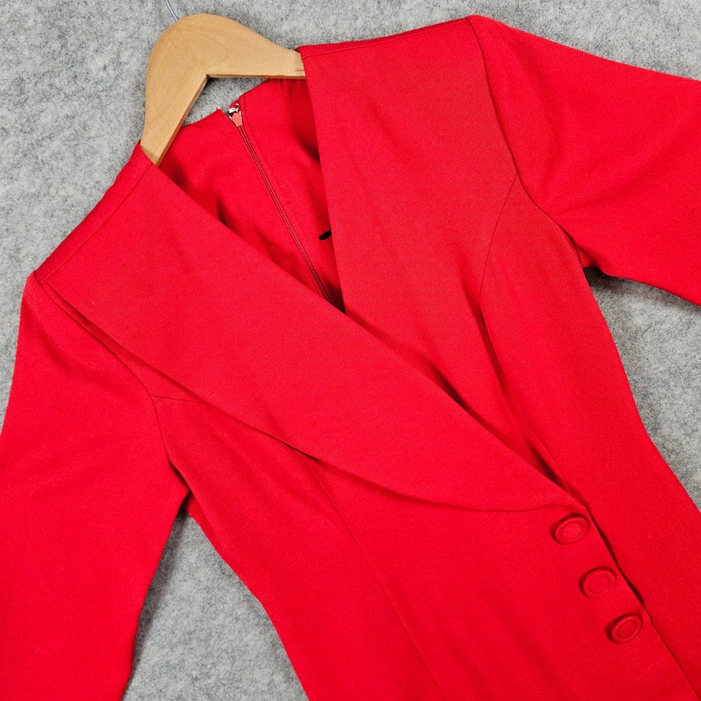 Vintage Haggar Women's Red Blazer Dress Size 4 Button Detail Office Professional